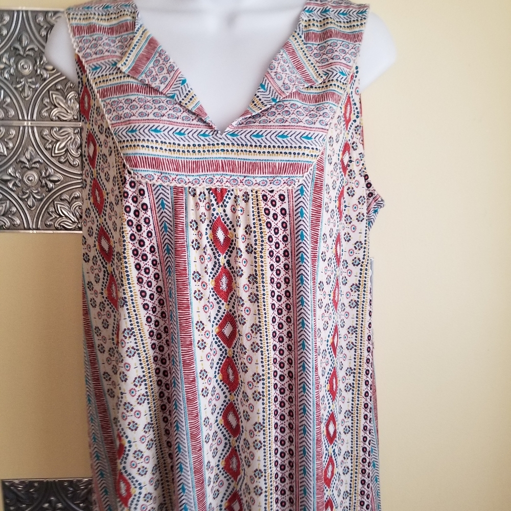 Style & Co Ruffled Hem Boho Style Pullover Dress Sz M